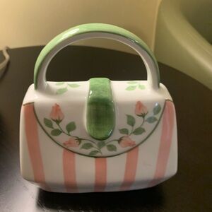 Andrea By Sadek Green and Pink Striped Ceramic Purse